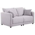 Light Gray Linen Fabric Loveseat with Pillows G579944