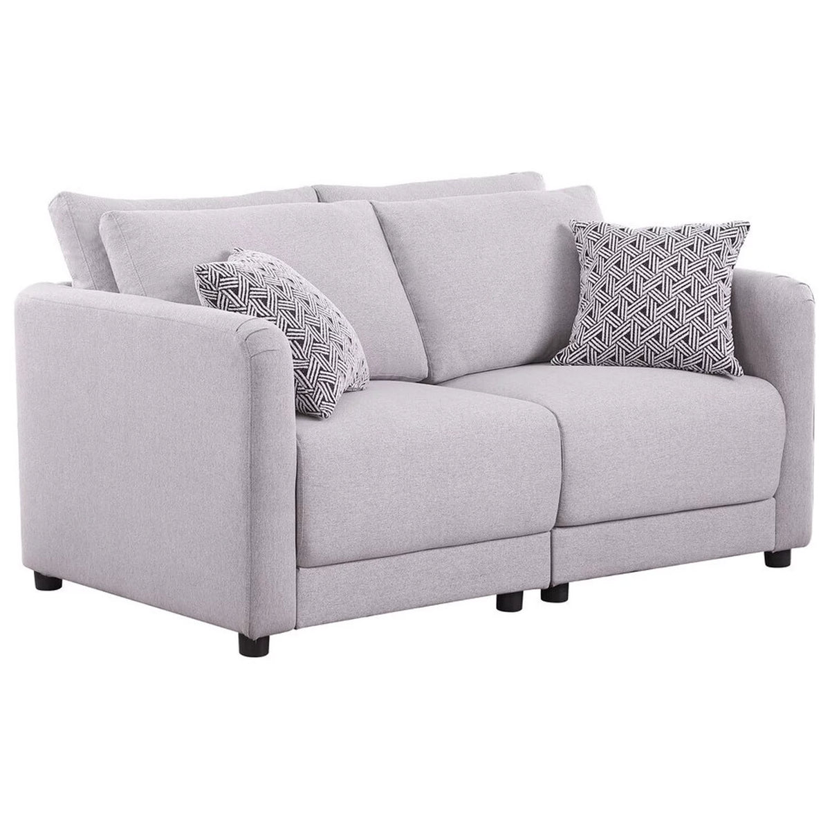 Light Gray Linen Fabric Loveseat with Pillows G579944