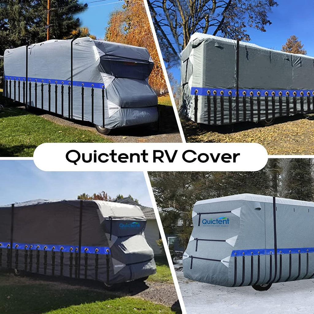 RV Cover, 6-ply Camper Cover, Fits 23-26Ft Motorhome, Breathable Waterproof Rip-Stop Anti-UV with 2 Windproof Straps, 4 Tire Covers T2544