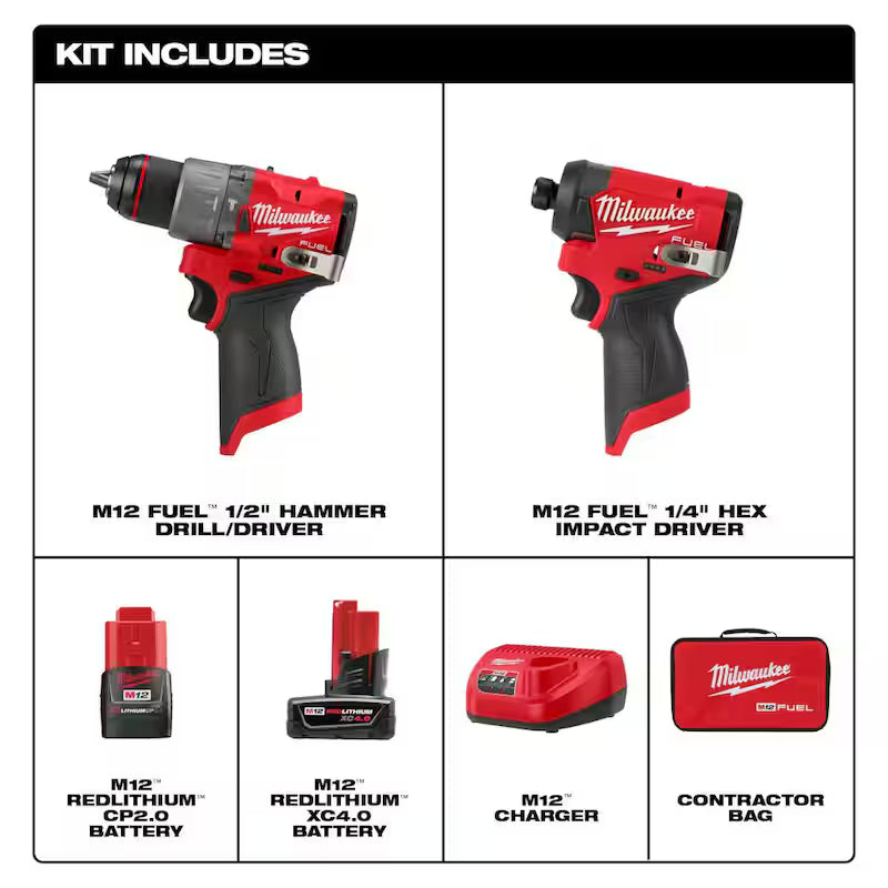 12-Volt Lithium-Ion Brushless Cordless Hammer Drill and Impact Driver Combo Kit P98604