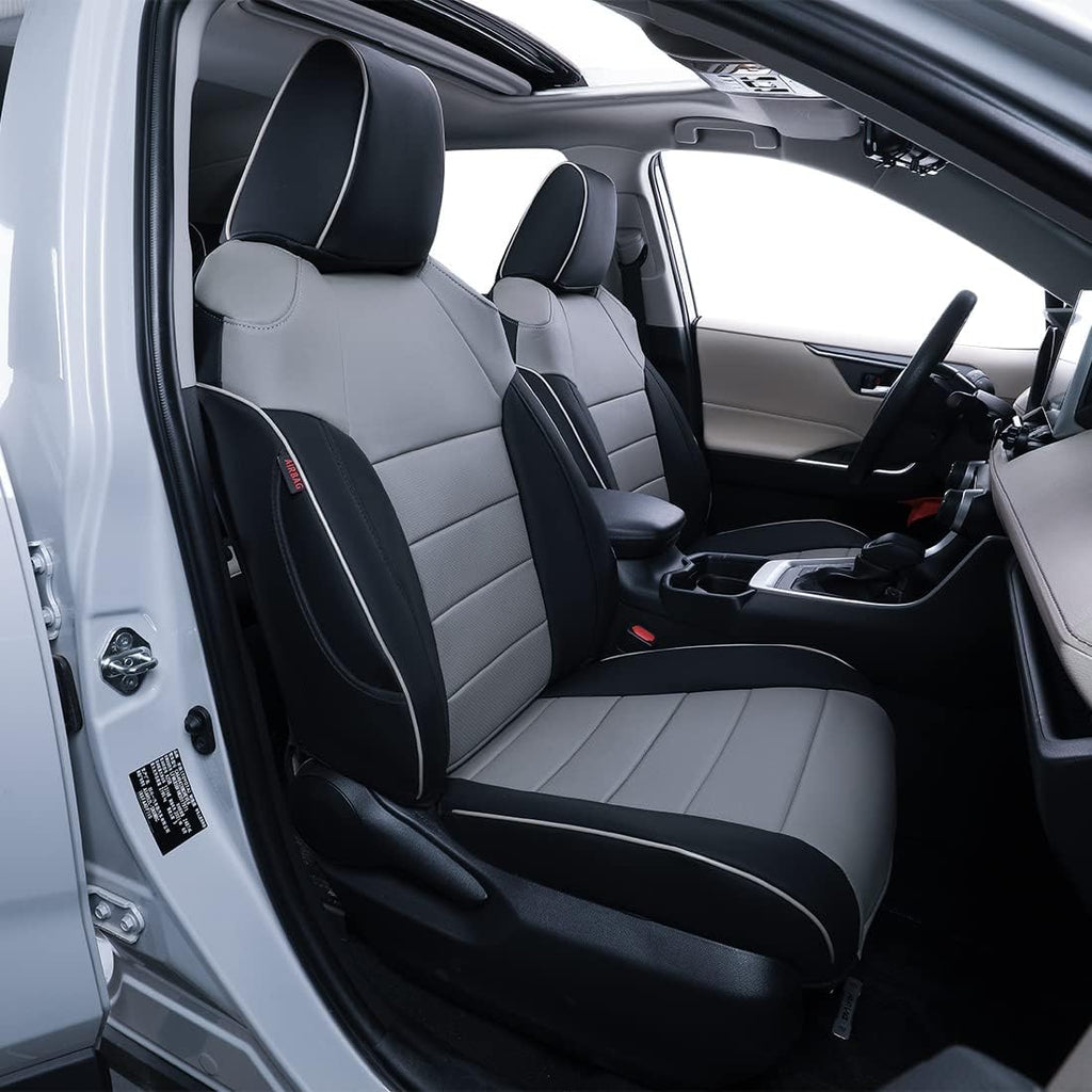 Black with Red Piping Leatherette Car Seat Covers V686