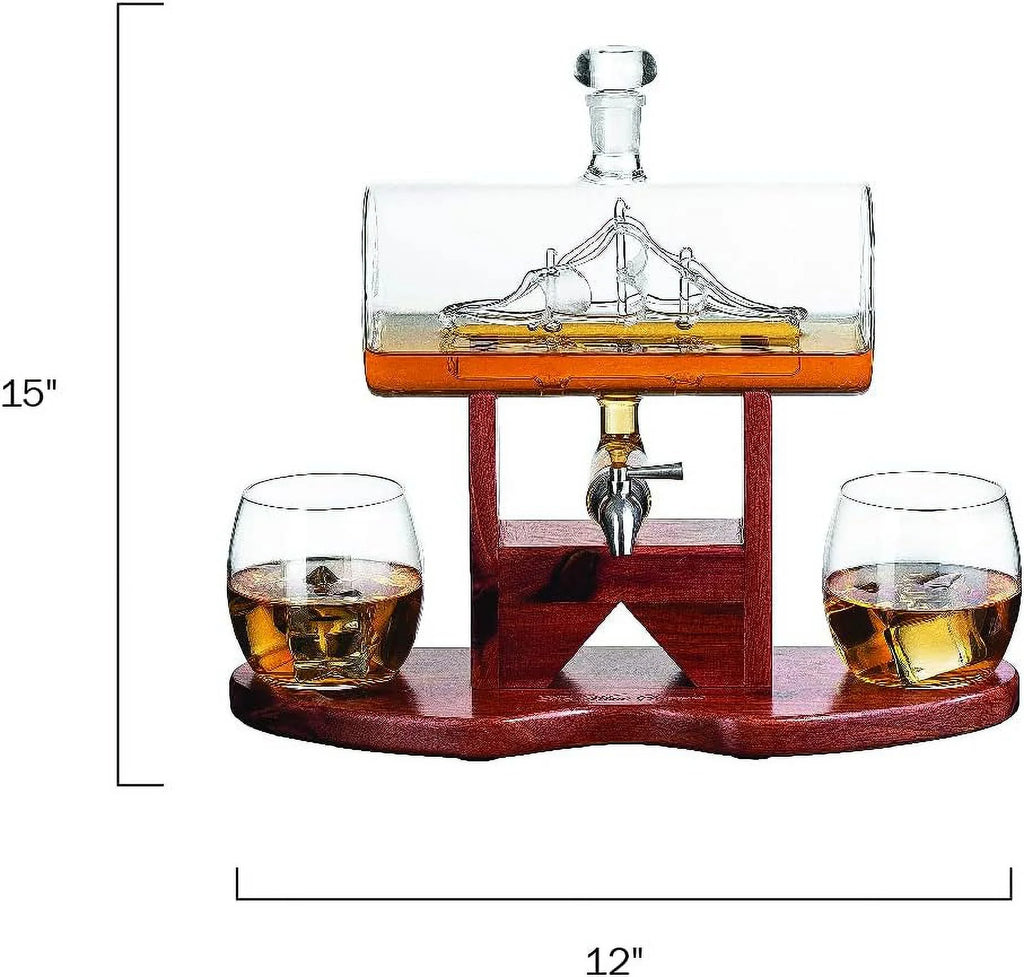 Whiskey Decanter Set with 2 Whiskey Glasses F418863