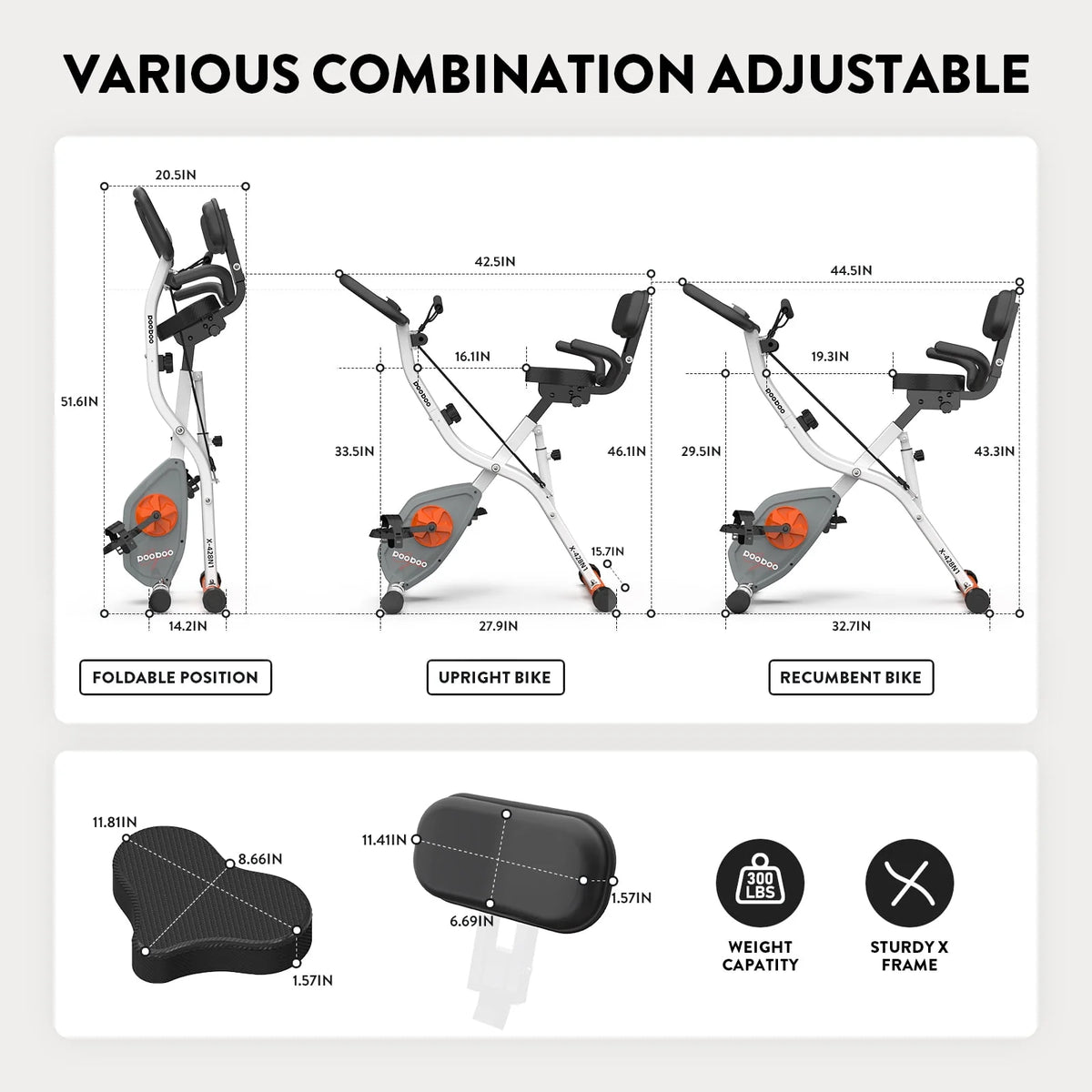 Folding Exercise Bike with 8 Level Adjustable Magnetic Resistance O8912