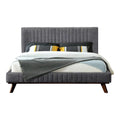 Queen Wood and Fabric Upholstered Platform Bed in Dark Gray T83599