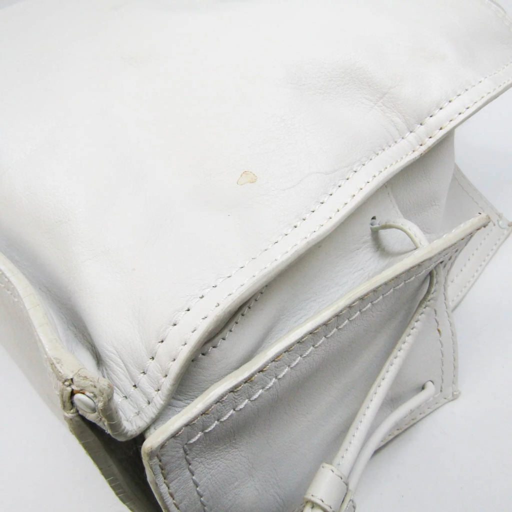 Pre-Owned White Leather Shoulder Bag N2876
