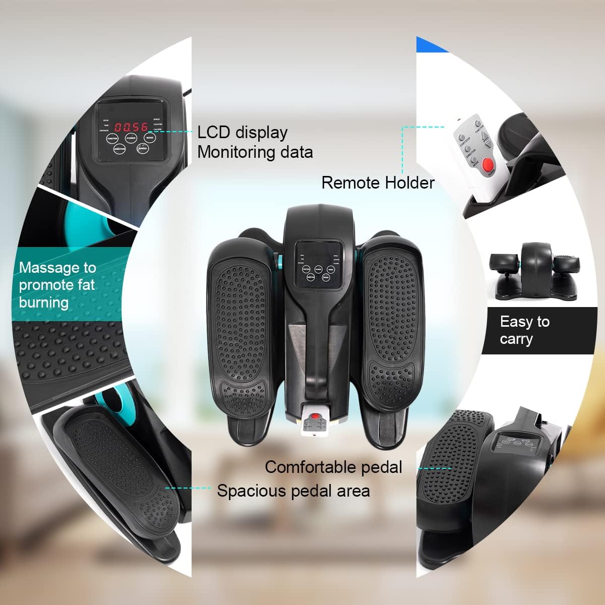 Compact Electric Elliptical Leg Exerciser with Remote & LCD Display M611