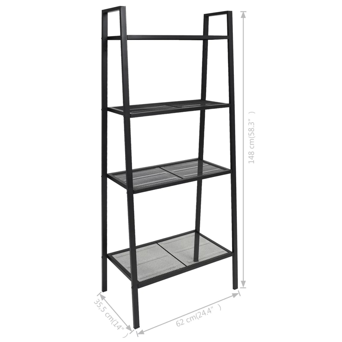 4 Tiers Metal Bookcase with Storage Shelves Black V145