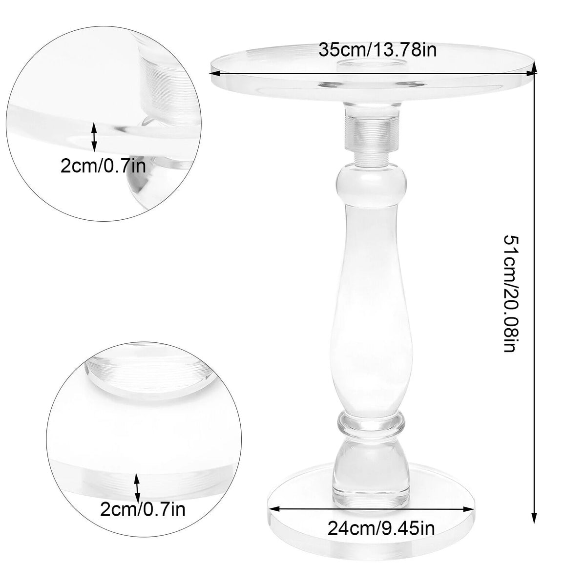 Acrylic Round End Table with Transparent Top Y14805