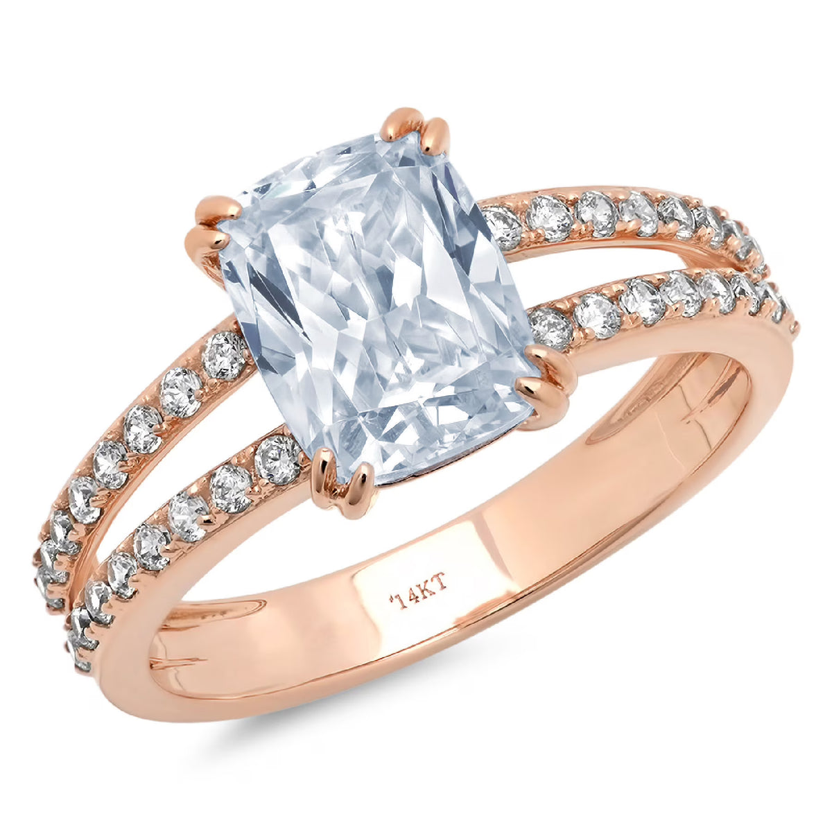 18K Rose Gold Solitaire Ring with Accents U70569