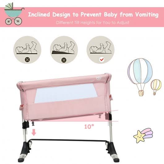 Pink Portable Baby Bassinet with Carrying Bag Y6809