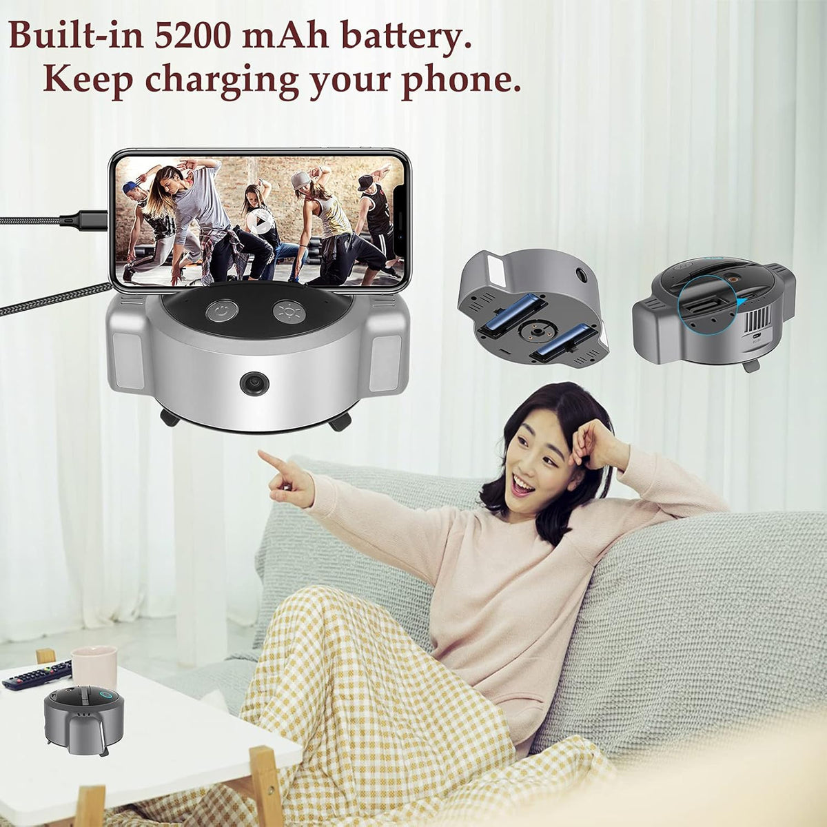 Smart Tracking Phone Holder with Selfie Lights and 1080p Webcam with Microphone O22547