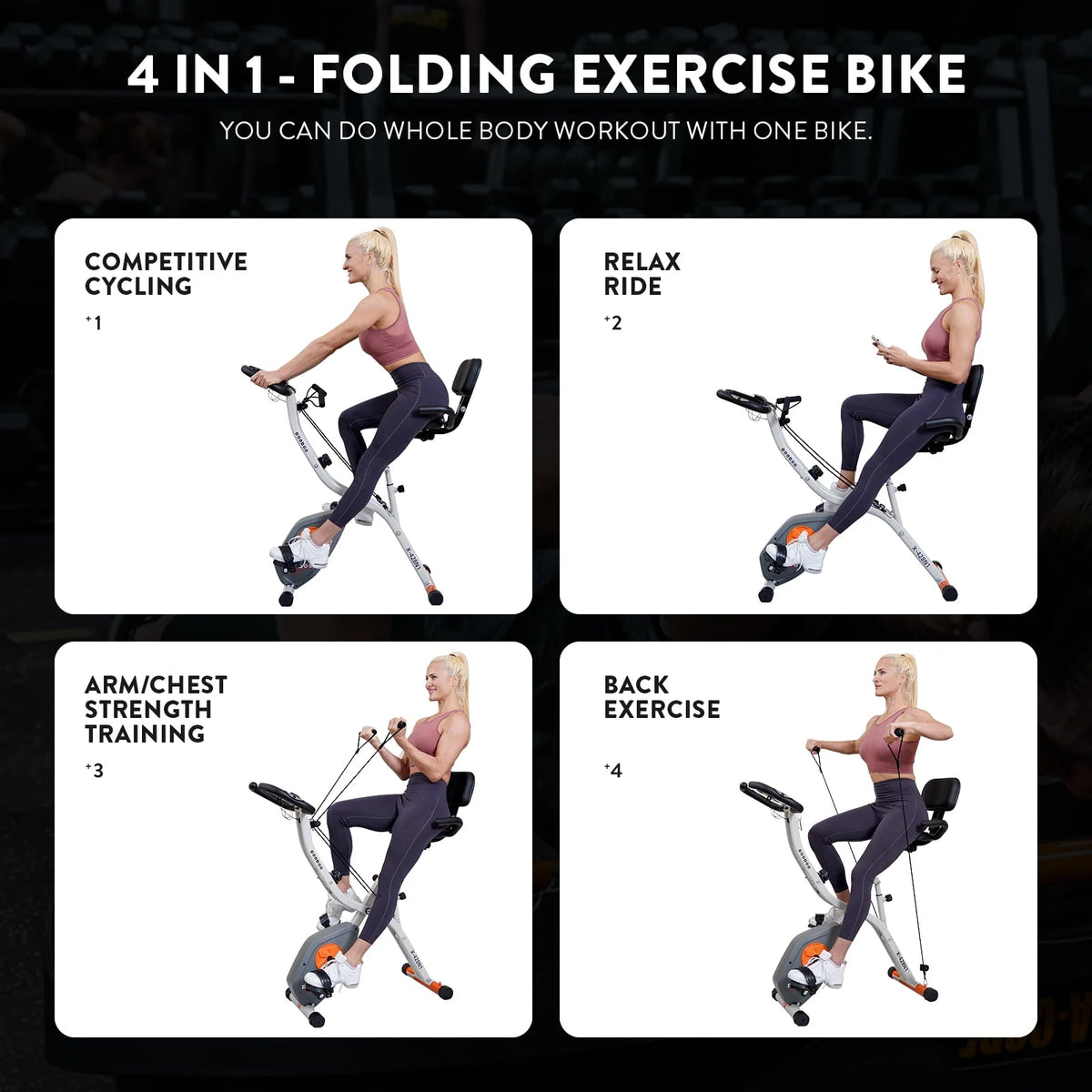 Folding Exercise Bike with 8 Level Adjustable Magnetic Resistance O8912