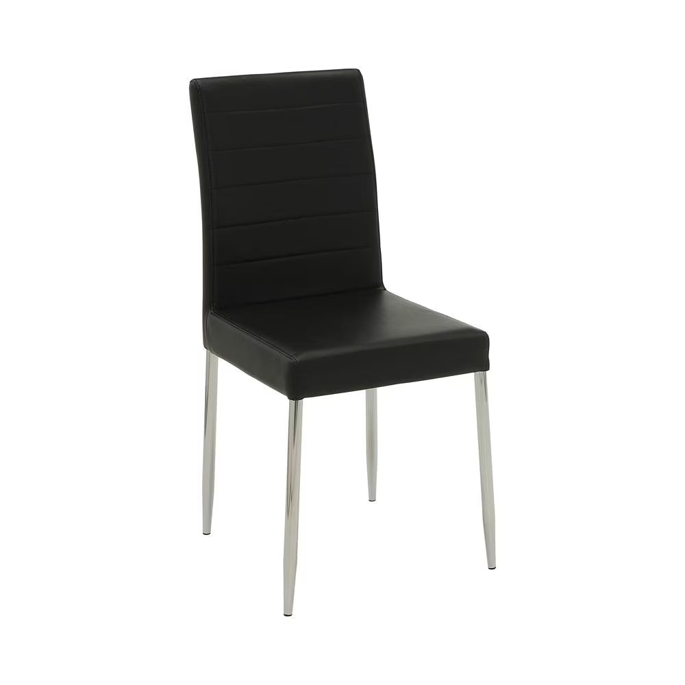 Black and Chrome Vinyl Seat Cushion Dining Chairs (Set of 4) R527992
