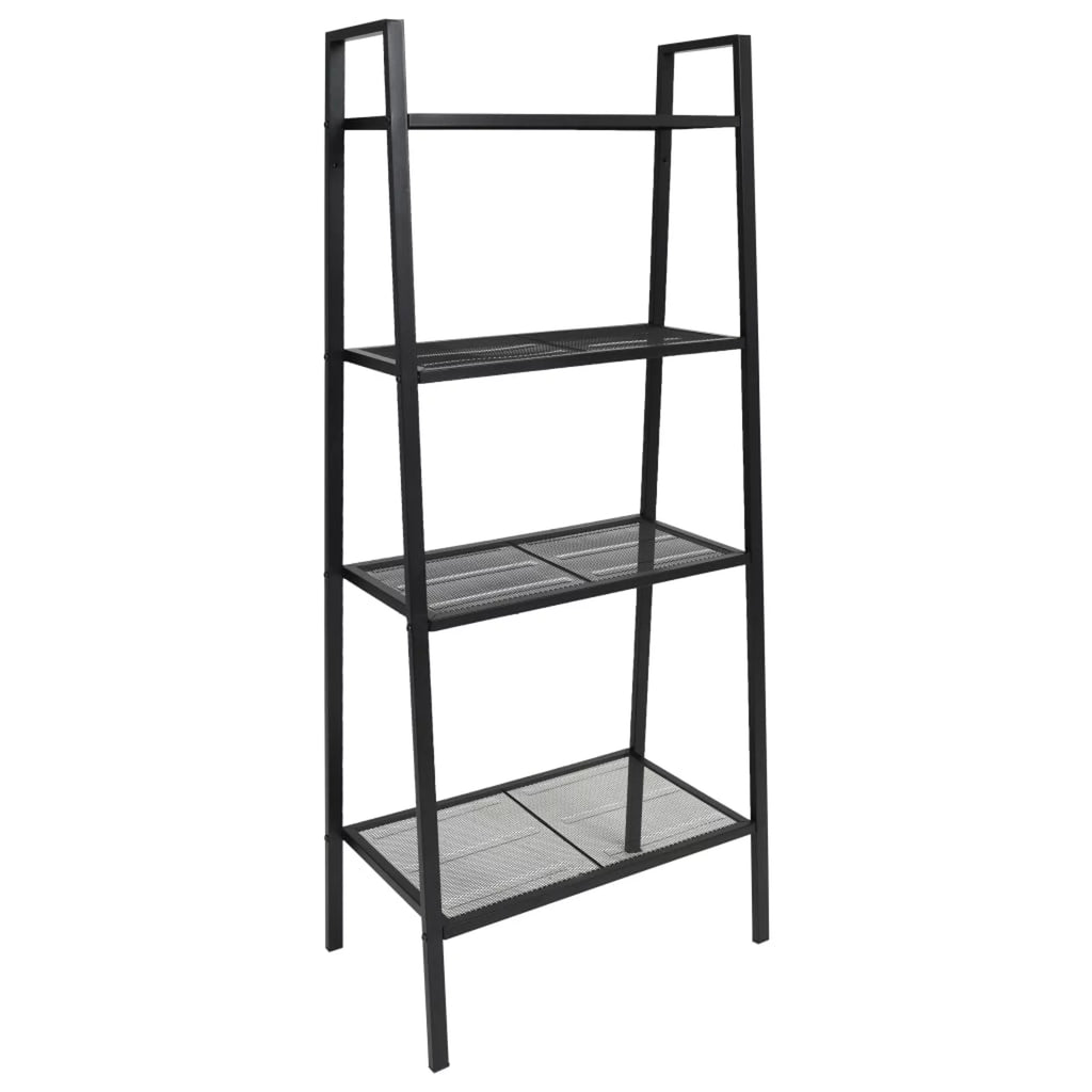 4 Tiers Metal Bookcase with Storage Shelves Black V145