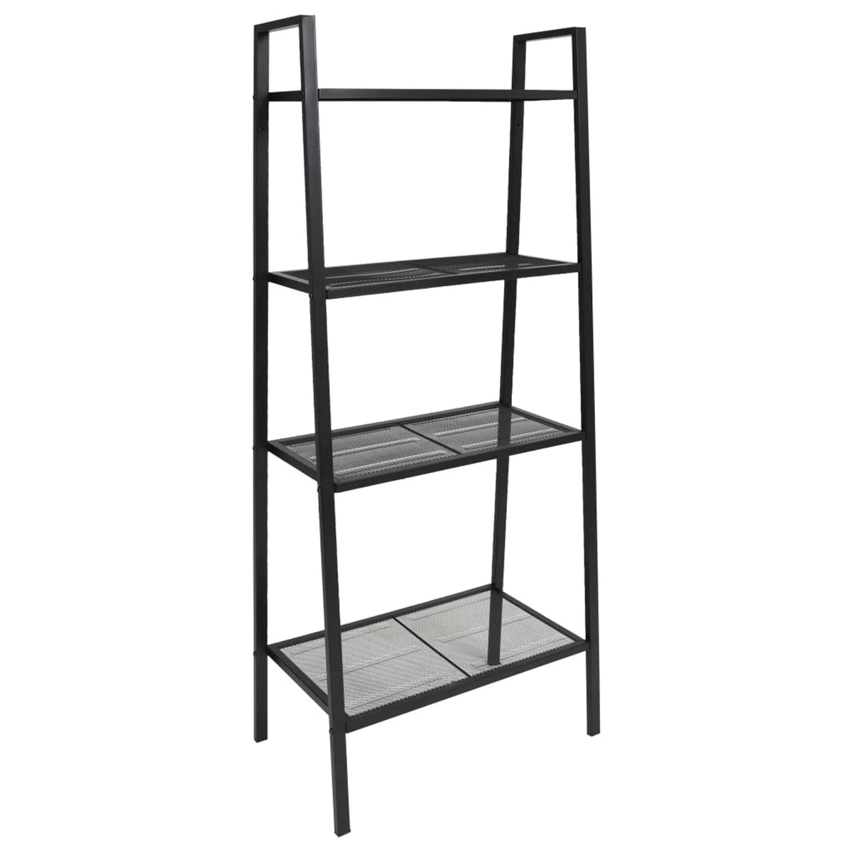 4 Tiers Metal Bookcase with Storage Shelves Black V145