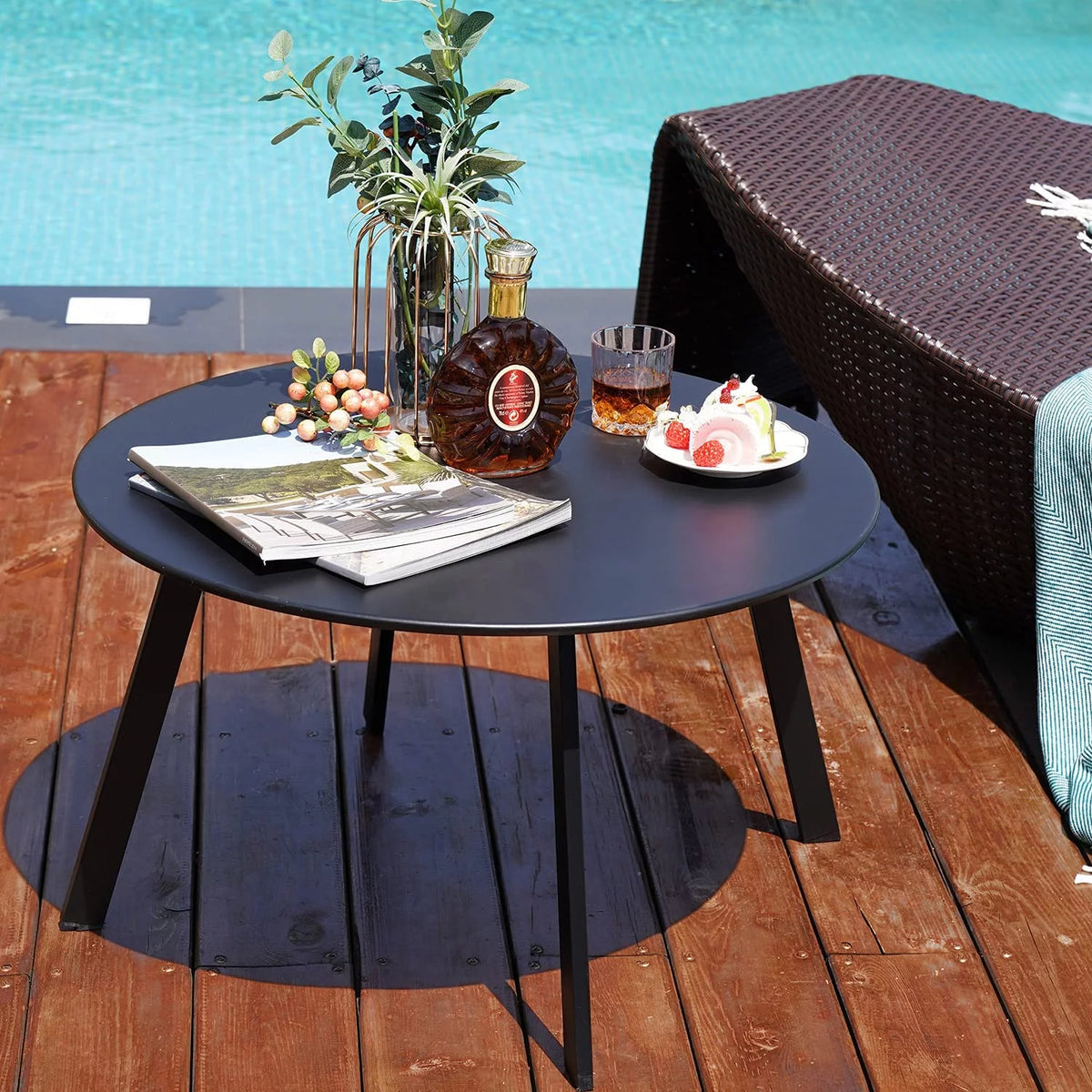 Black Round Metal End Table L384847