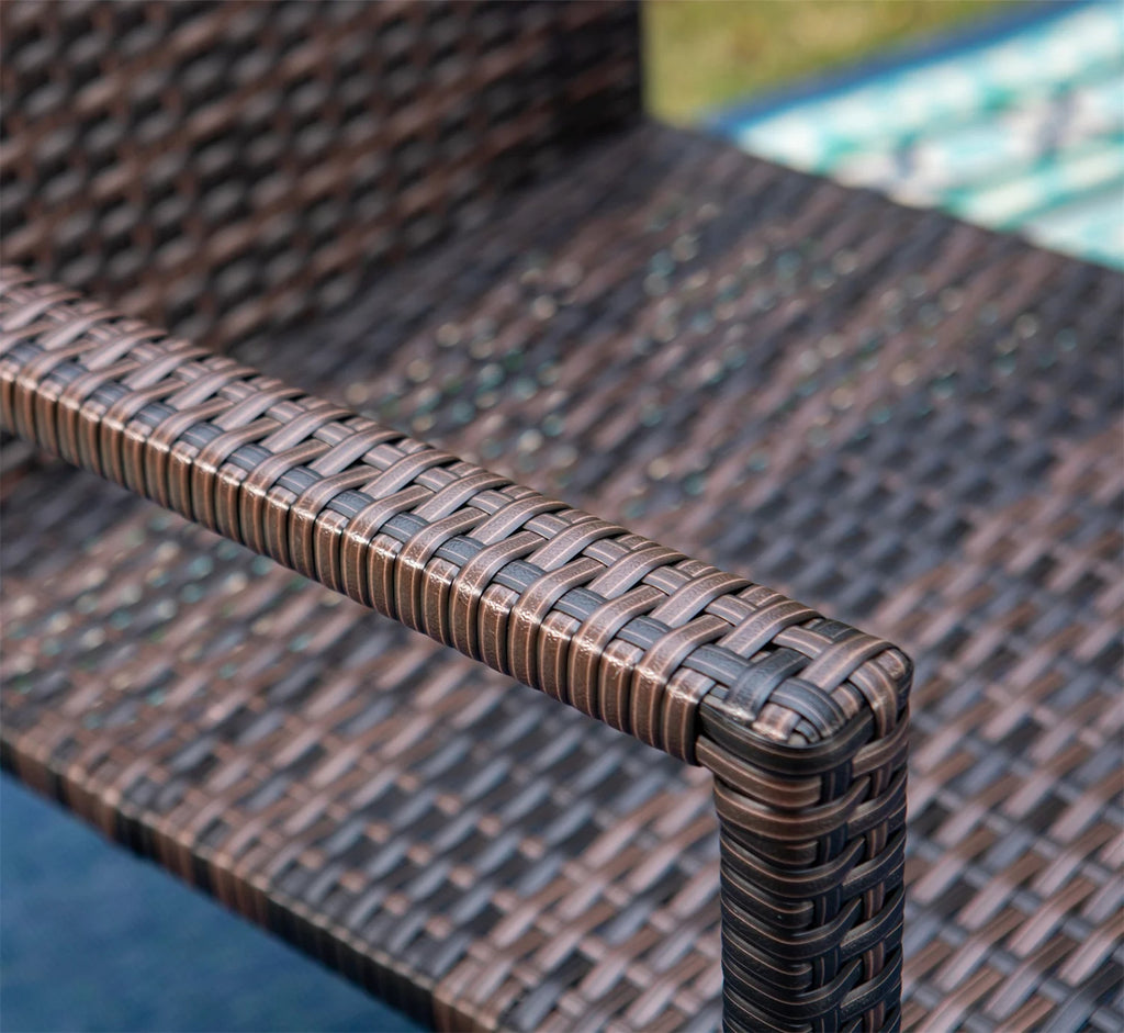7-Piece Outdoor Patio Dining Set with Metal Table and 6 Rattan Cushioned Chairs R280339