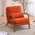 Beige Linen Fabric Upholstered Accent Chair with Solid Wood Frame X714