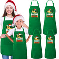 4 Pack Green Christmas Aprons with Pockets S157770