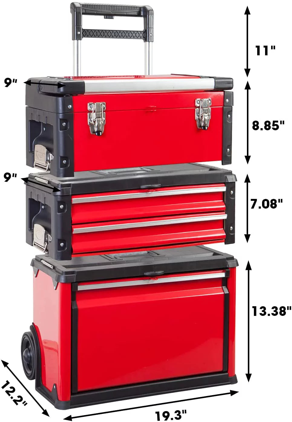 Red Rolling Tool Chest with Wheels 3 Drawers W3118