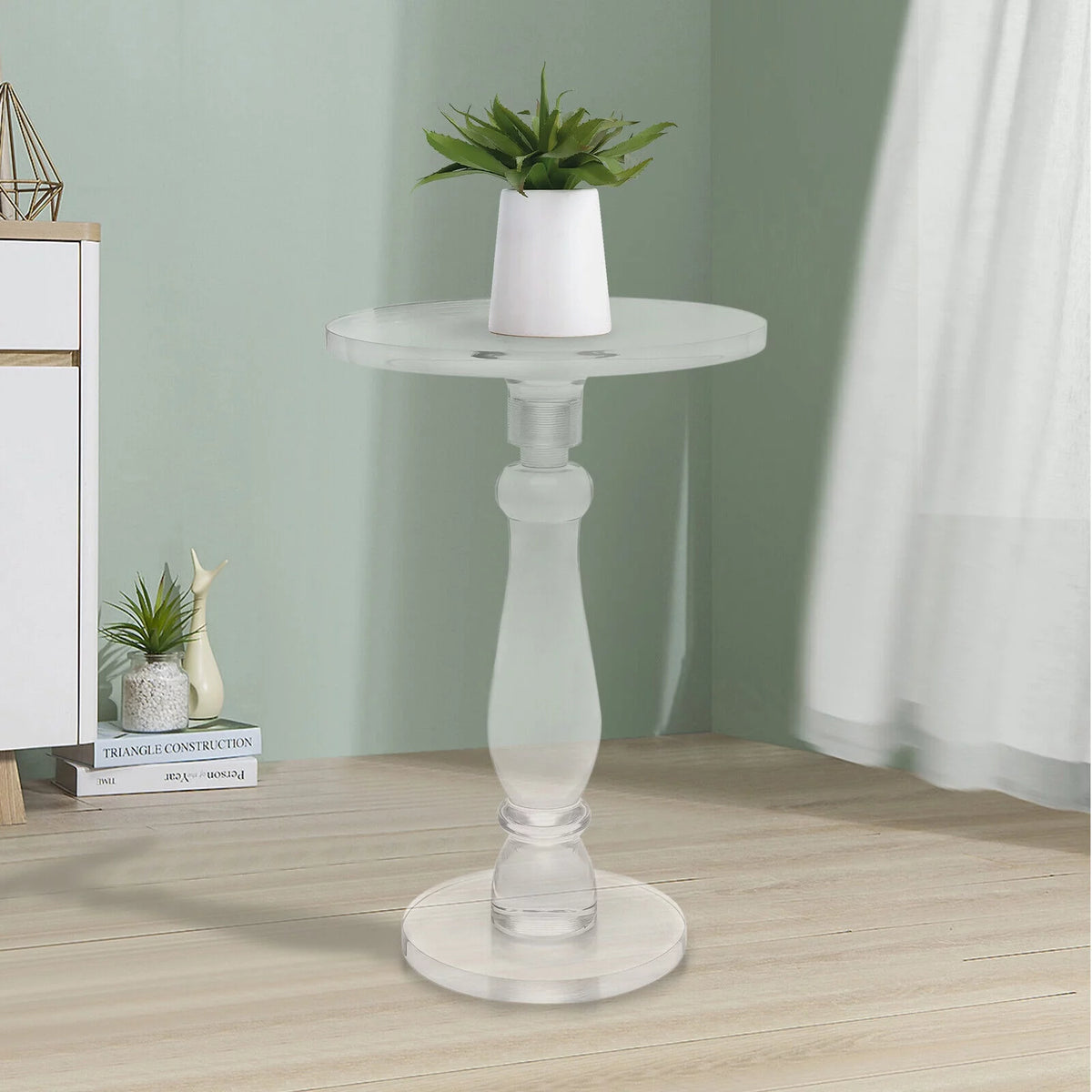 Acrylic Round End Table with Transparent Top Y14805