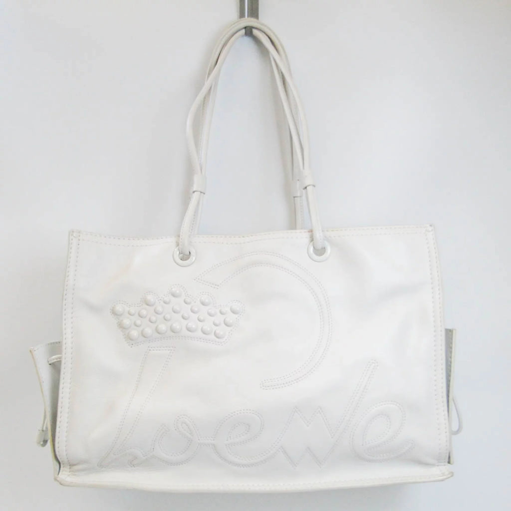 Pre-Owned White Leather Shoulder Bag N2876