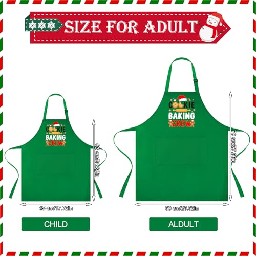 4 Pack Green Christmas Aprons with Pockets S157770