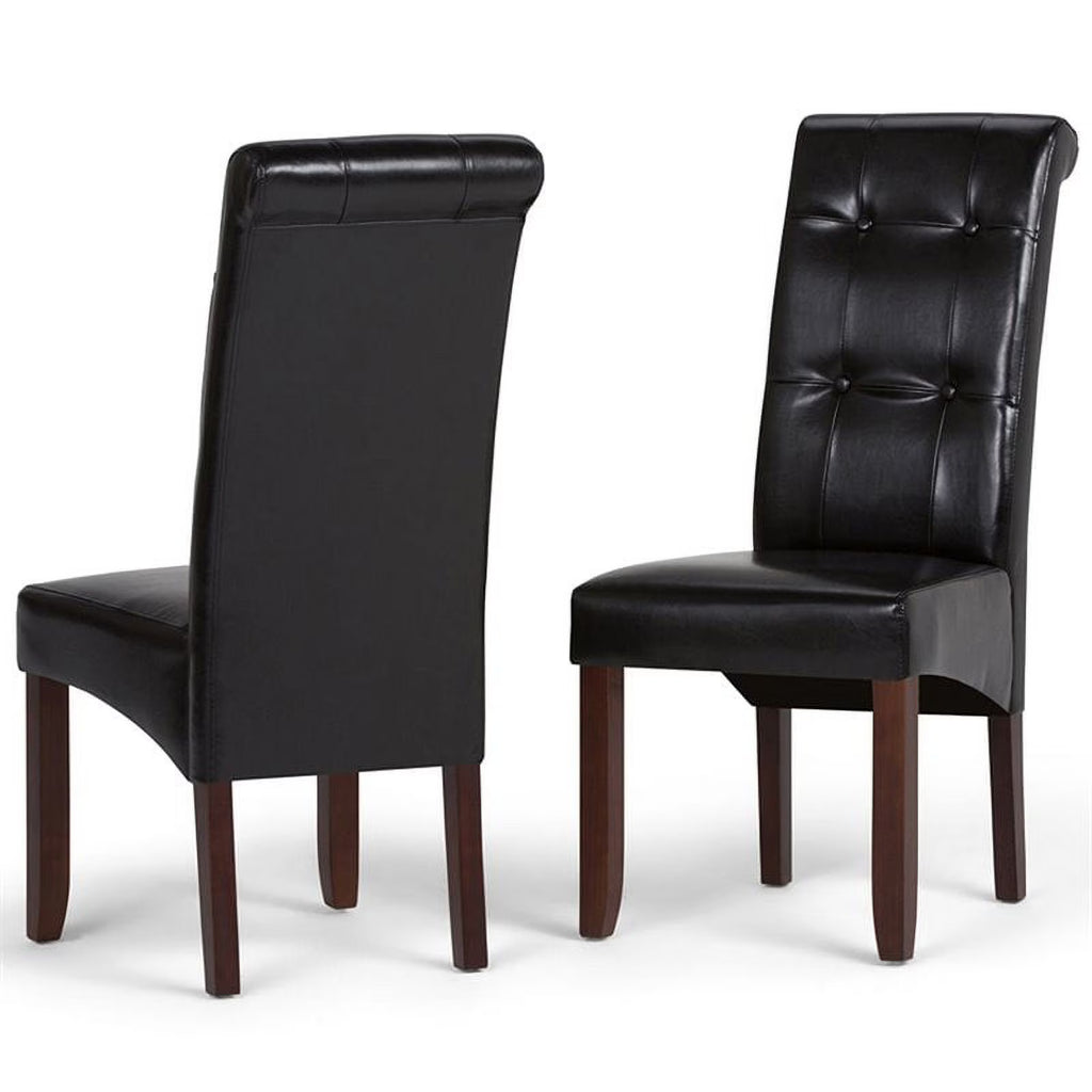 Black Faux Leather Tufted Chair (Set of 2) V808437