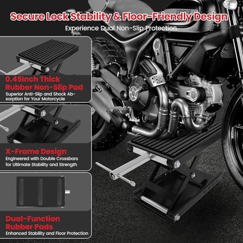 Motorcycle Jack with Rubber Pad, Carbon Steel Center Stand I494