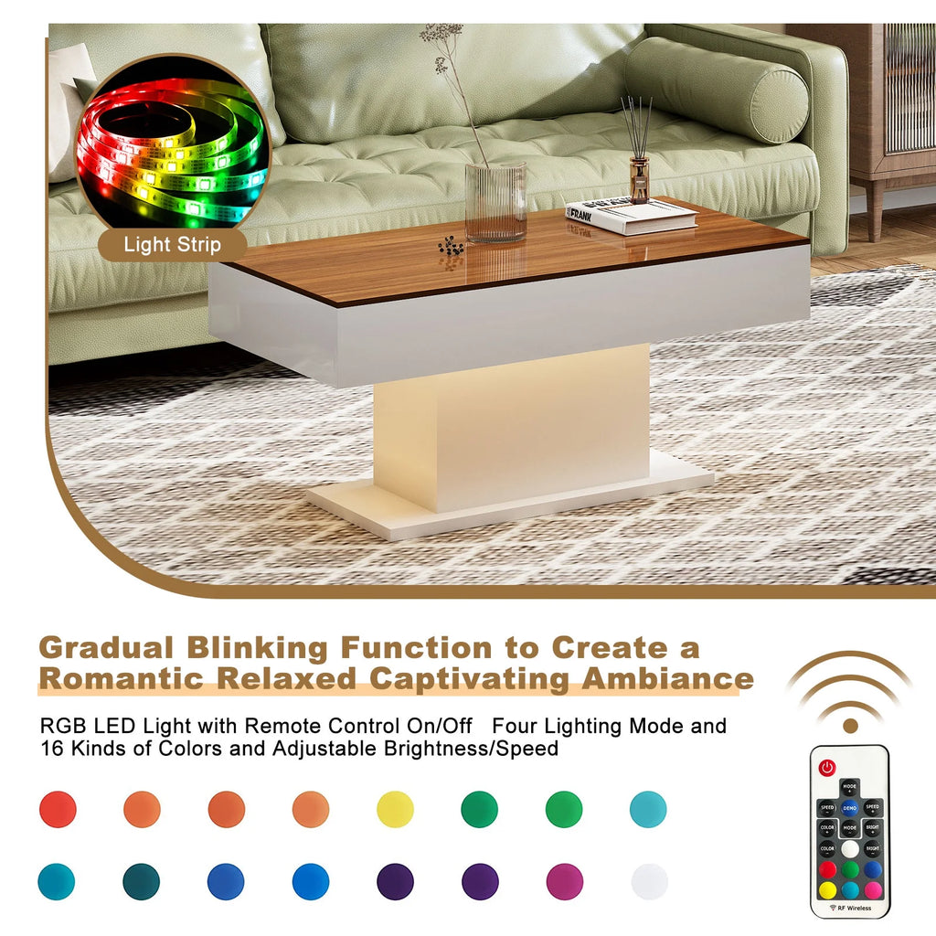 LED Coffee Table with 16 Colors LED Lights O918071