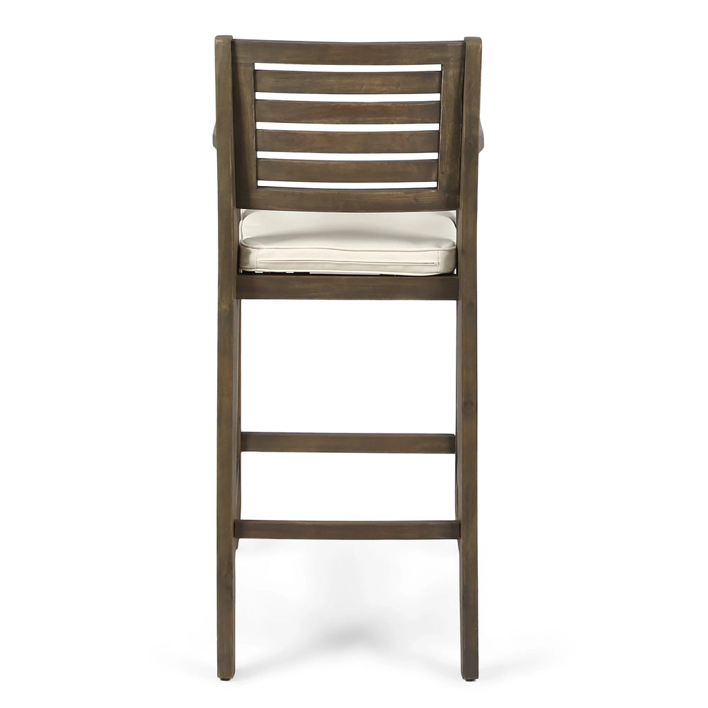 Acacia Wood Outdoor Barstool with Cushion Q5958
