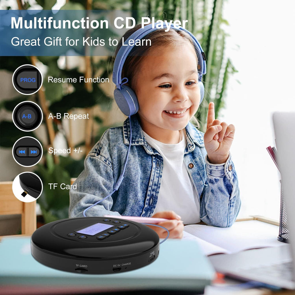 Pack of 2 Portable Bluetooth CD Player with Dual Headphone Jack V972712
