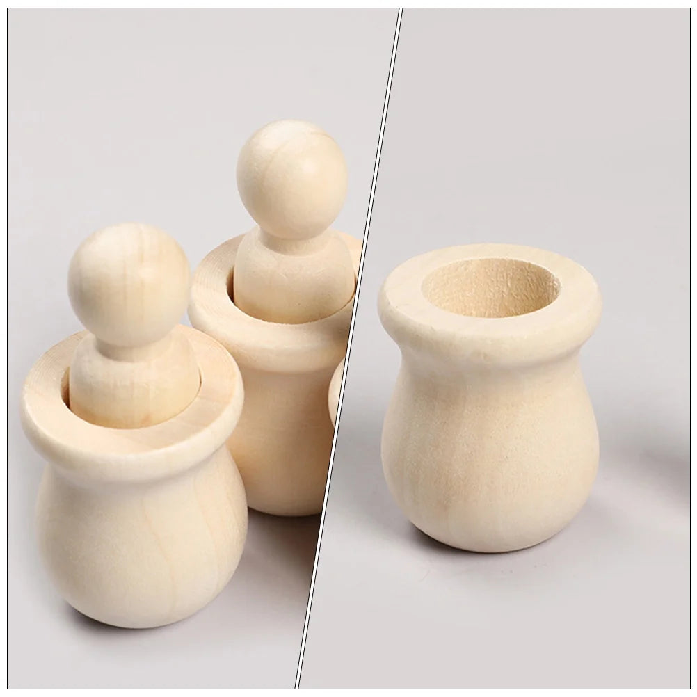 20pcs Unfinished Wood Peg Dolls with Nesting Cases K701285