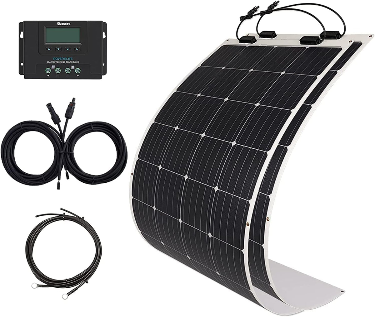 100 Watt 12 Volt Flexible Solar Kit with 100W Monocrystalline Panel and 10A Waterproof PWM Controller I82962