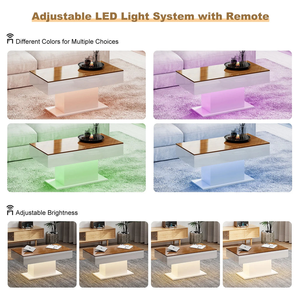 LED Coffee Table with 16 Colors LED Lights O918071