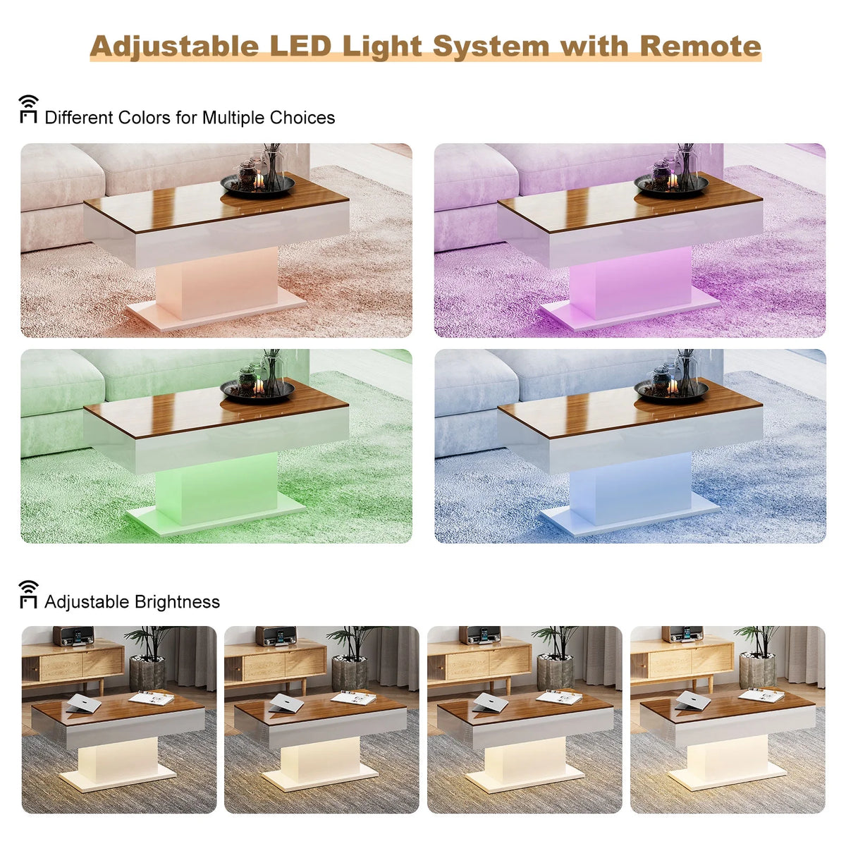 LED Coffee Table with 16 Colors LED Lights O918071
