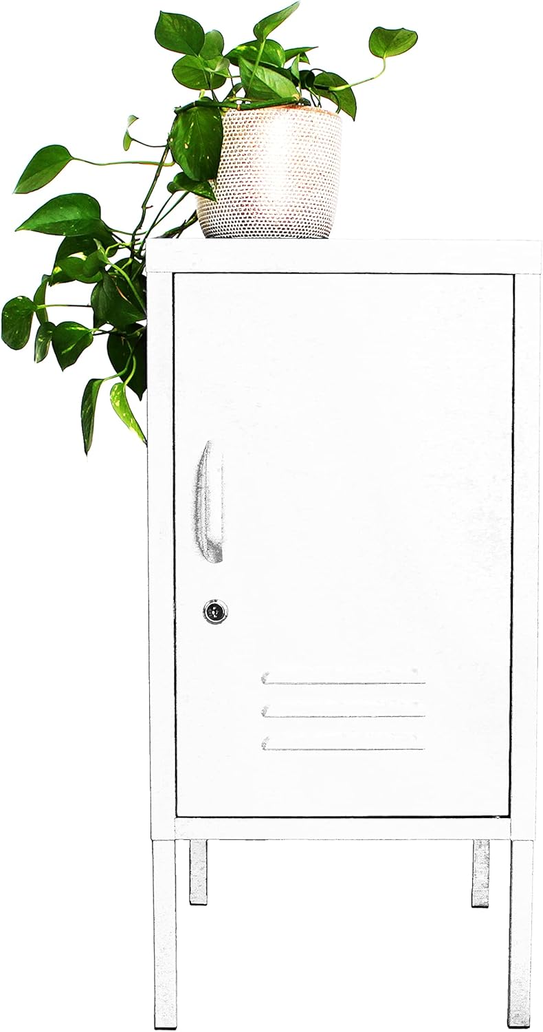 White Metal Locker End Table S378