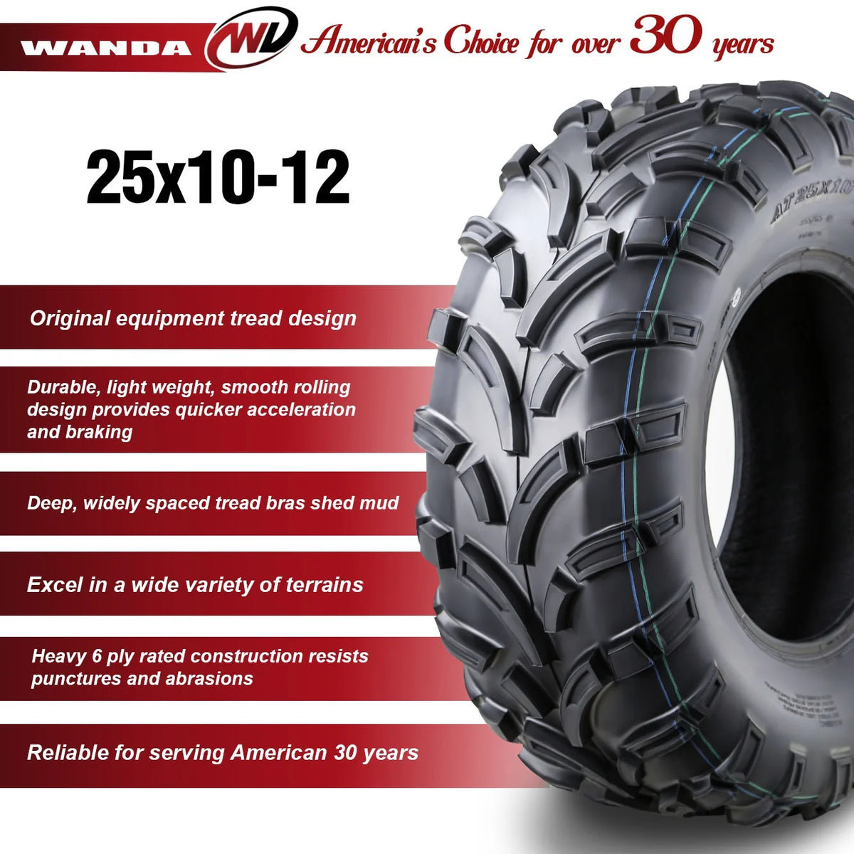 25x10-12 6PR ATV/UTV Tires Set 2 A202