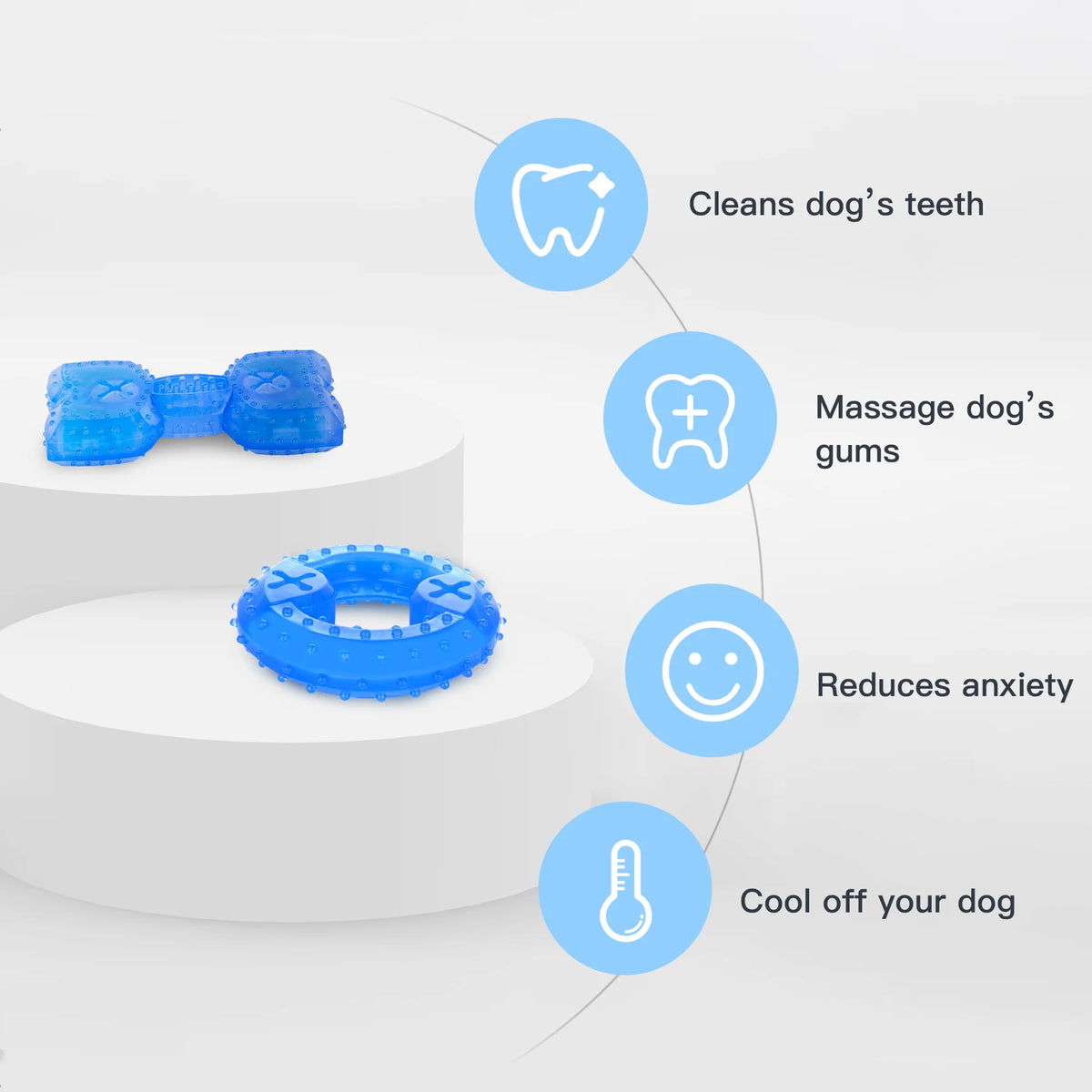 Pet Teether Cooling Chew Toy Pack of 2 (Ring and Bone) M563335