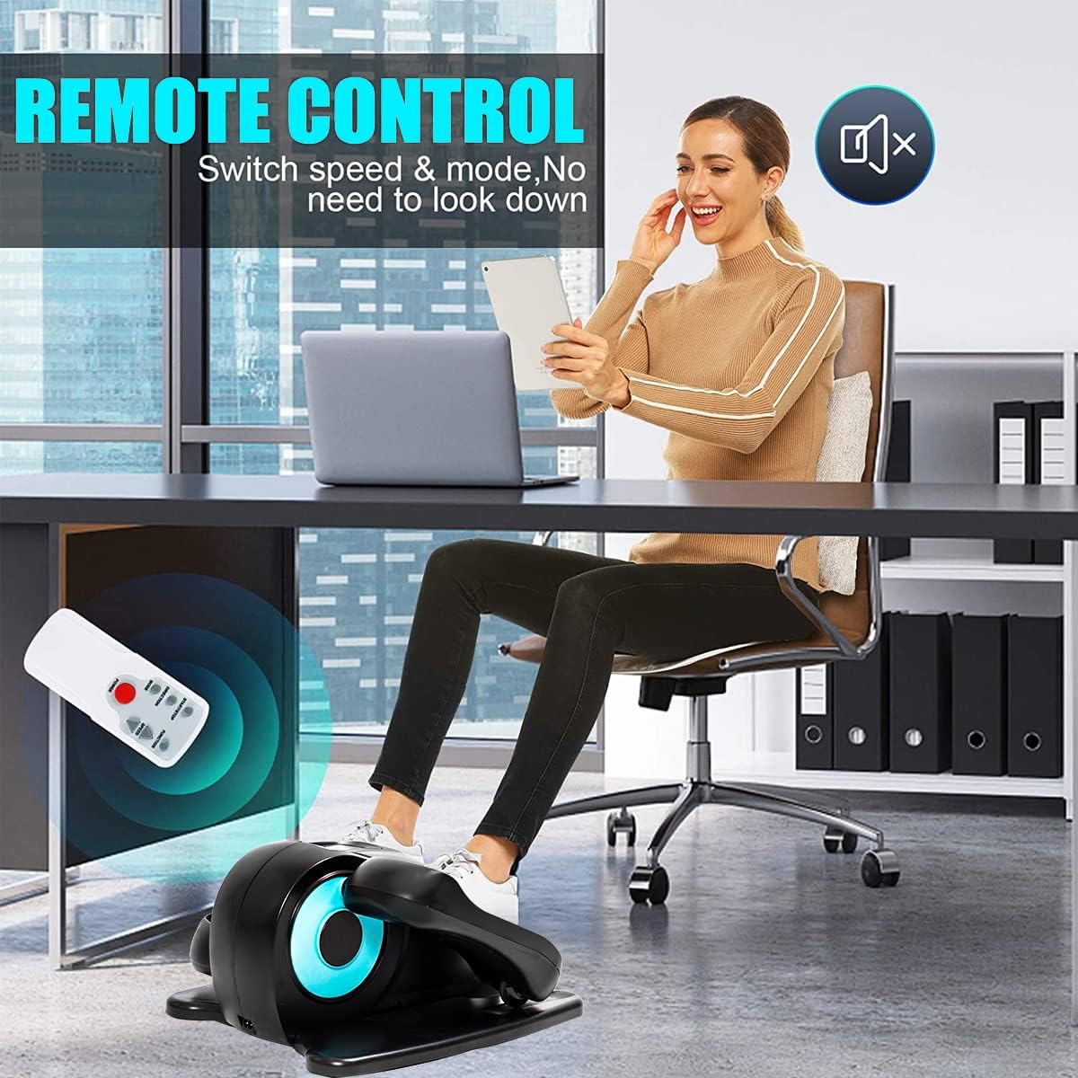 Compact Electric Elliptical Leg Exerciser with Remote & LCD Display M611
