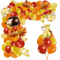 Orange Brown Gold Balloons Arch Garland Kit with Maple Leaves U1286