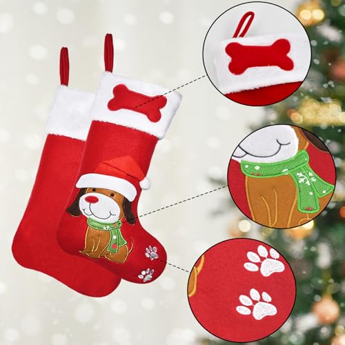 Large Embroidered Christmas Dog Stocking B150716