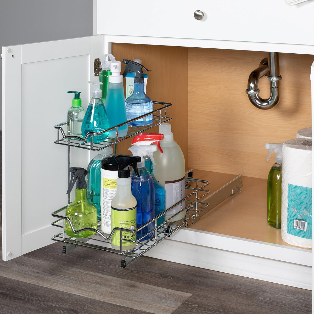 Under Sink Pull-Out Sliding Shelf Organizer, Chrome S723394