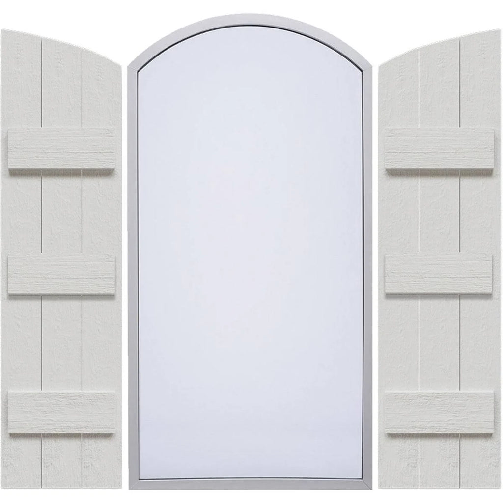 Rustic Faux Wood Shutters with Elliptical Arch Top K797123