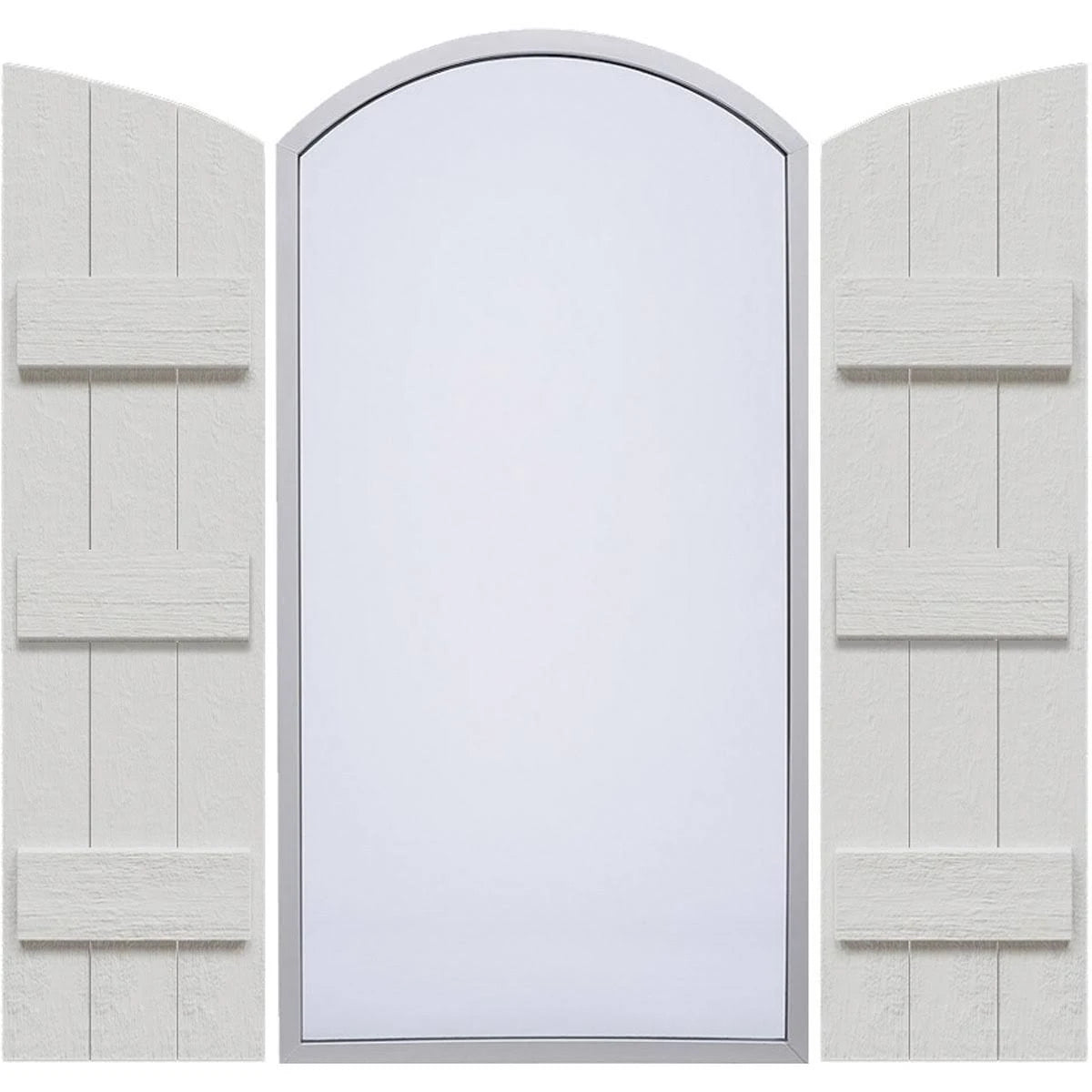 Rustic Faux Wood Shutters with Elliptical Arch Top K797123