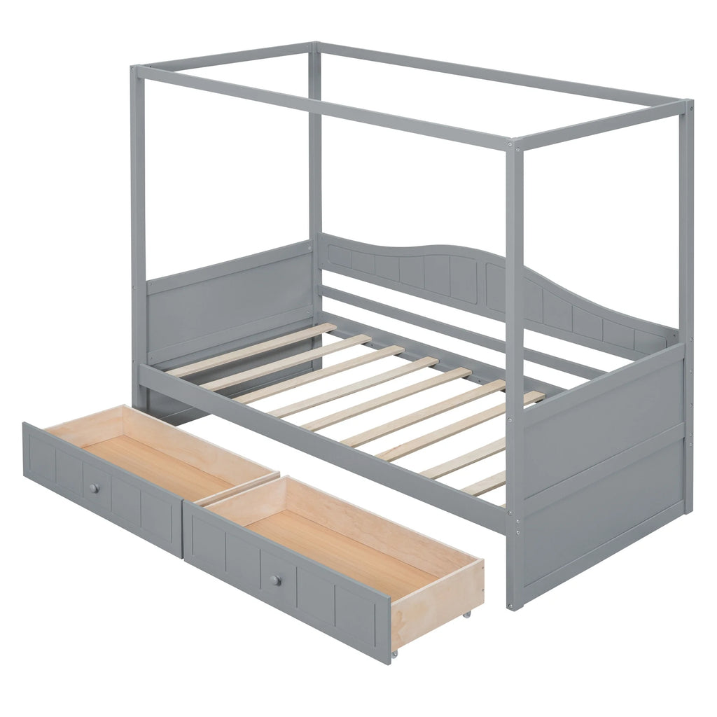 Twin Size Canopy Day Bed with 2 Drawers D61222