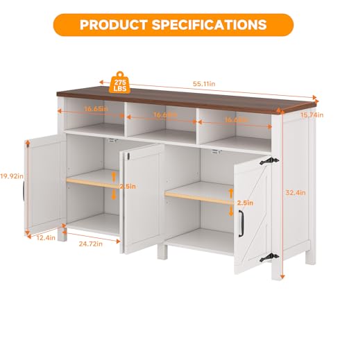 Buffet Sideboard with Storage 4 Doors Wood Cabinet with Shelves B10936