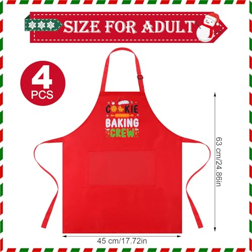 4 Pack Green Christmas Aprons with Pockets S157770