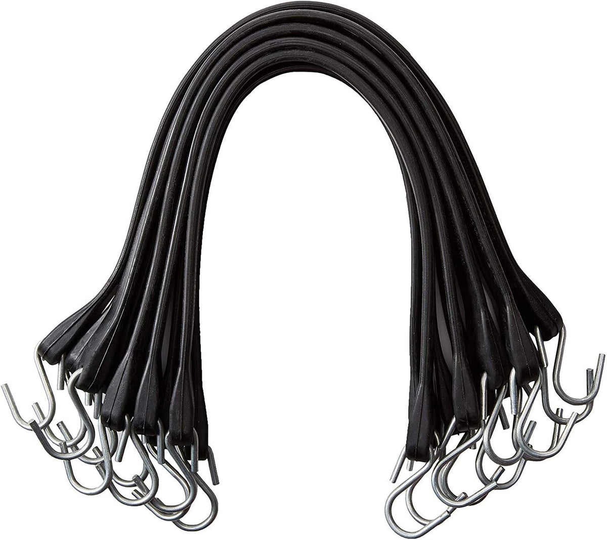 Pack of 25 41 inch Rubber Bungee Cords with Metal S Hooks O2573