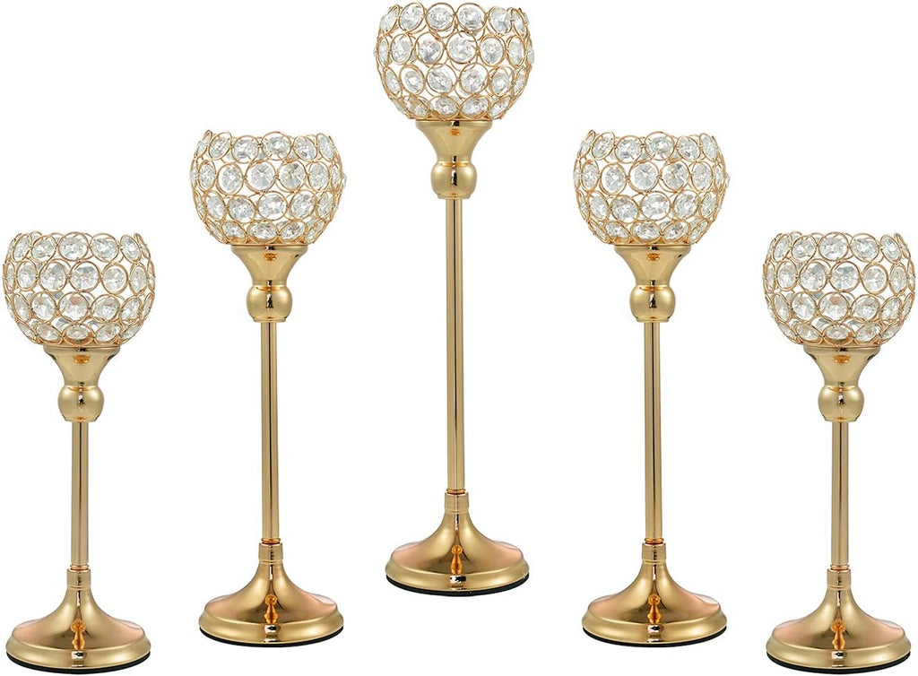 Sliver Crystal Candle Holder, 5Pcs E51190